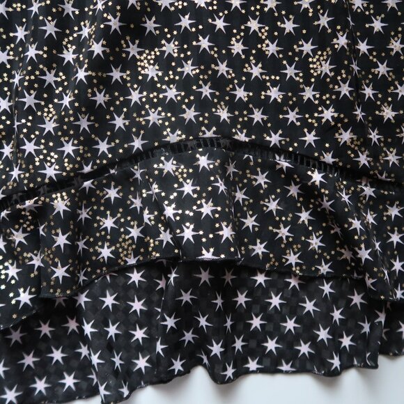 Stine Goya Star Print Midi Ruffle Skirt Black Gold Lavender Size S Party Festive - Picture 11 of 16